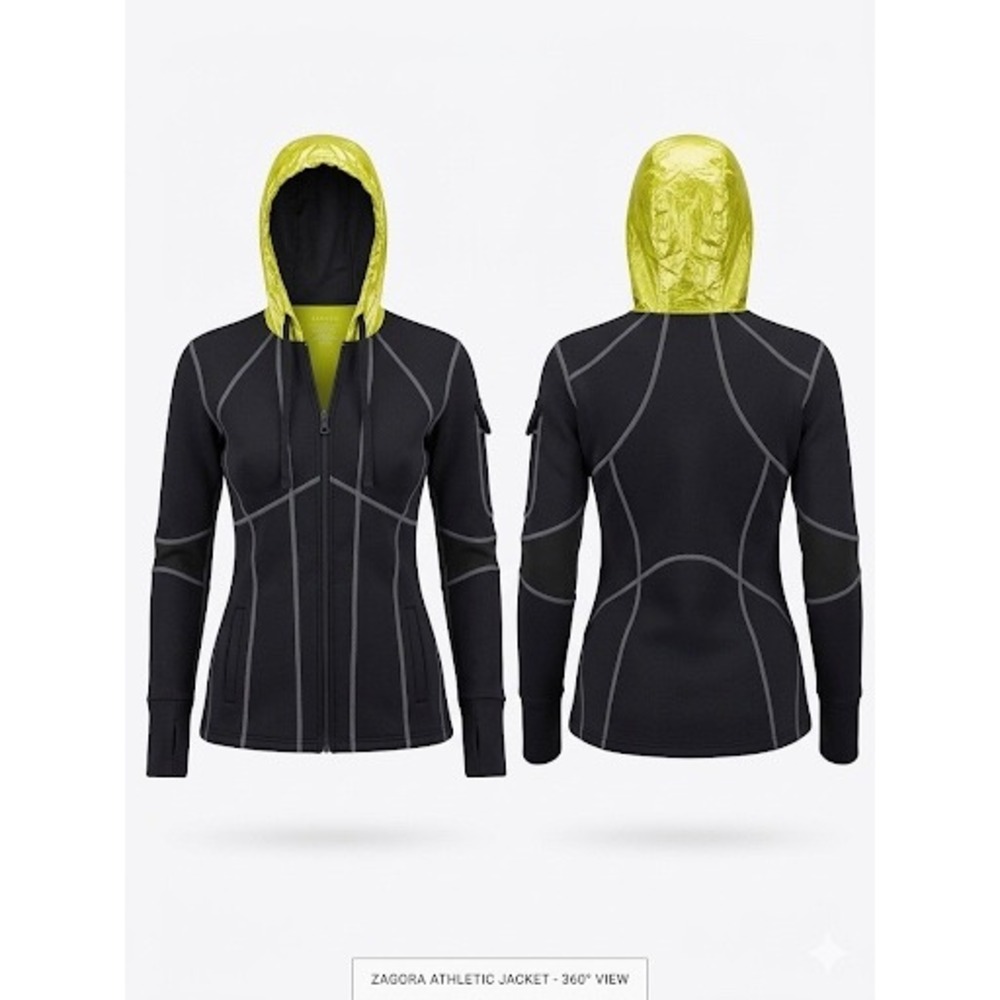 Zaggora Sweat Jacket Womens Small Black Sauna Fitness Neoprene Zip‎ CELU-LITE